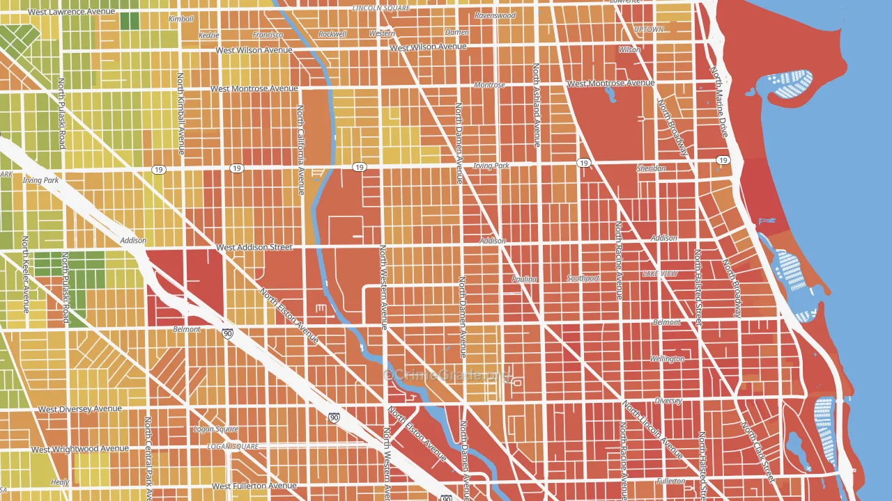 Roscoe Village, Chicago, IL Map of Burglary Rates