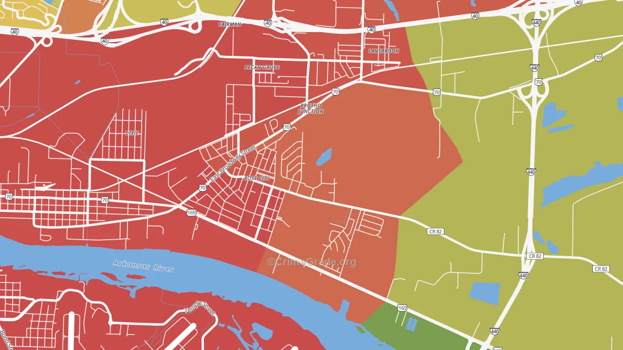 Rose City, AR Map of Burglary Rates