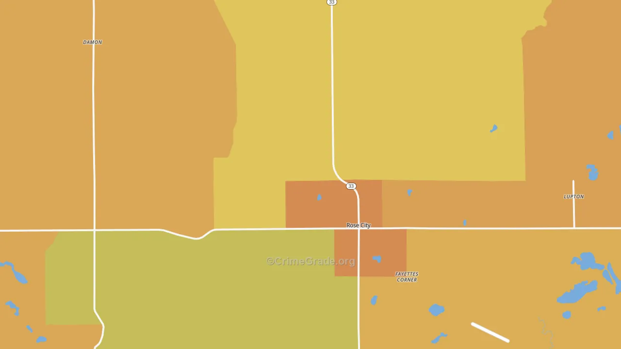 Rose City, MI Map of Burglary Rates