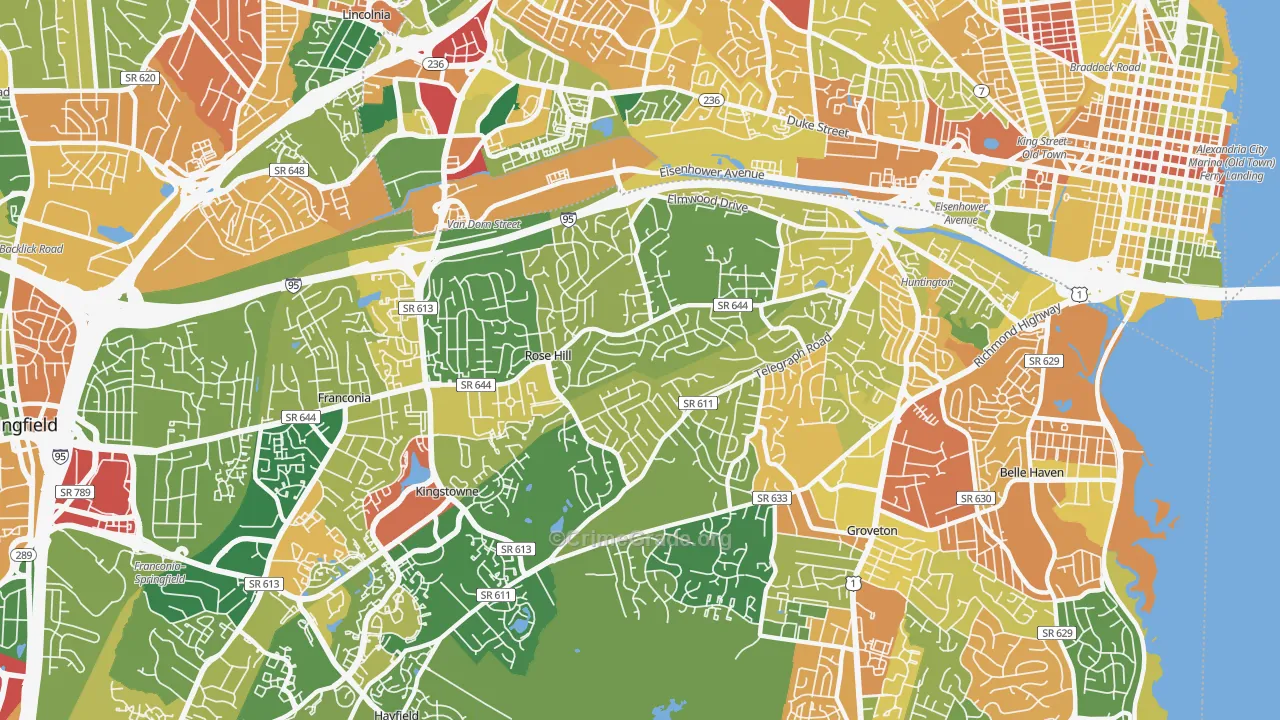 Rose Hill, Alexandria, VA Map of Burglary Rates