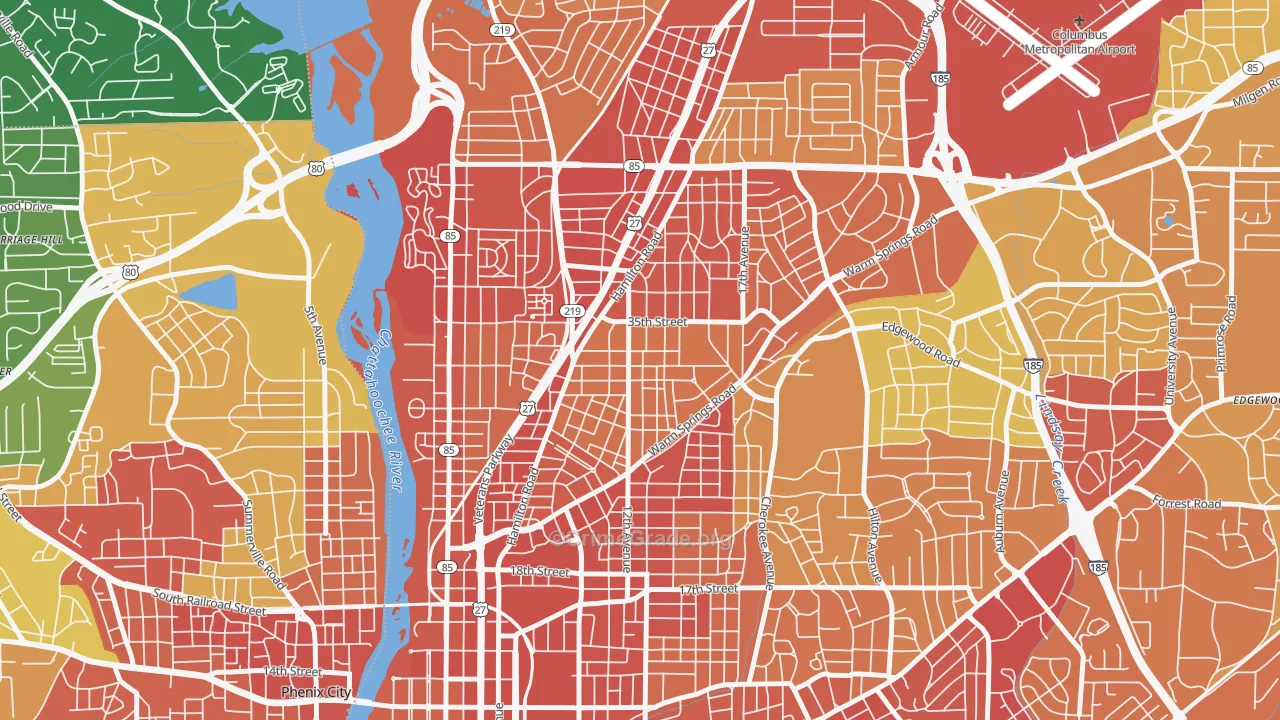 Rose Hill, Columbus, GA Map of Burglary Rates