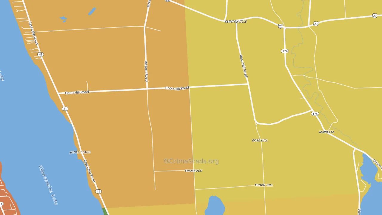 Rose Hill, NY Map of Burglary Rates