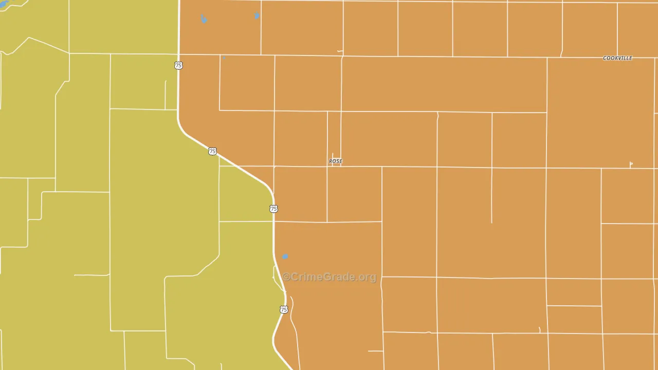 Rose, KS Map of Burglary Rates