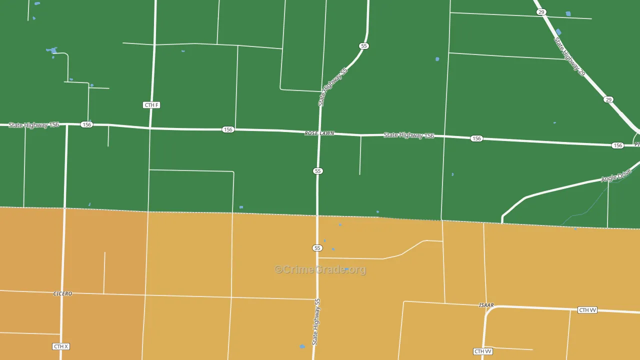 Rose Lawn, WI Map of Burglary Rates