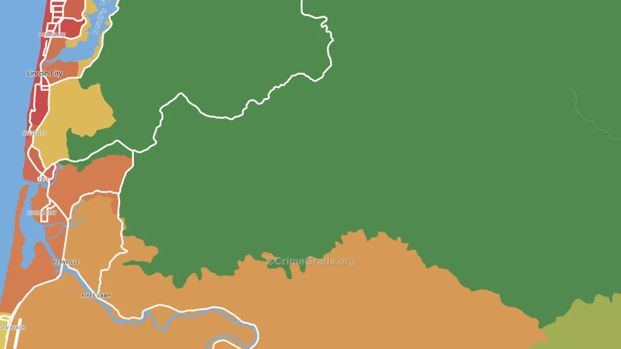 Rose Lodge, OR Map of Burglary Rates