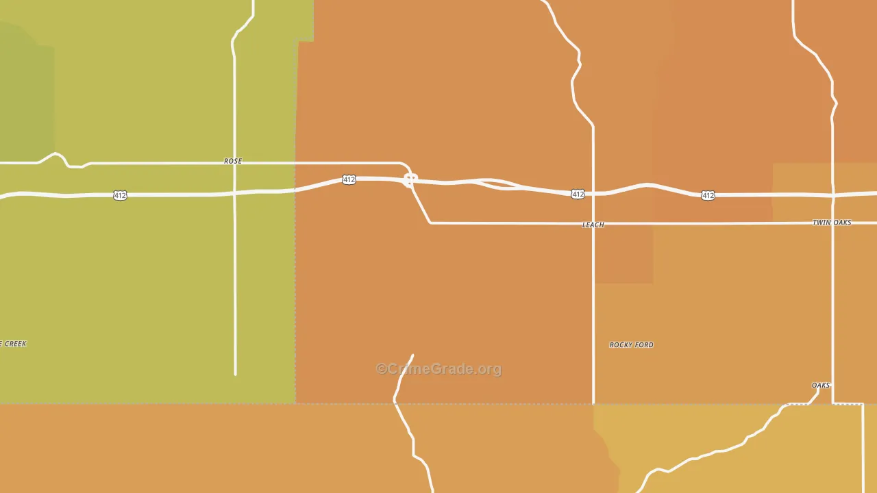 Rose, OK Map of Burglary Rates