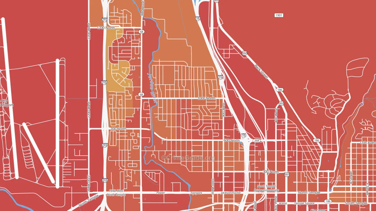 Rose Park, Salt Lake City, UT Map of Burglary Rates