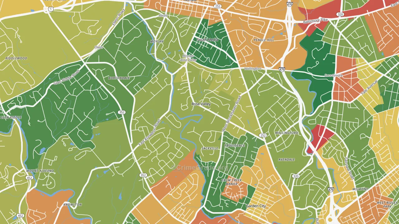 Rose Valley, PA Map of Burglary Rates