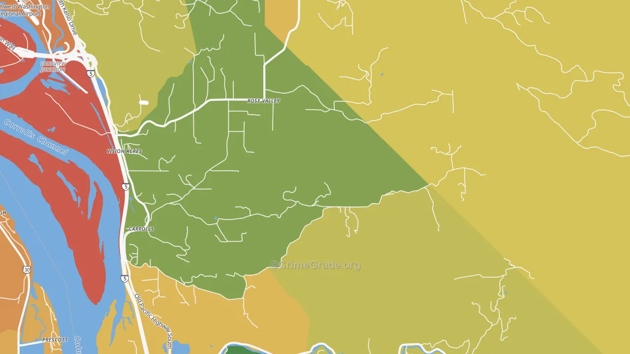 Rose Valley, WA Map of Burglary Rates