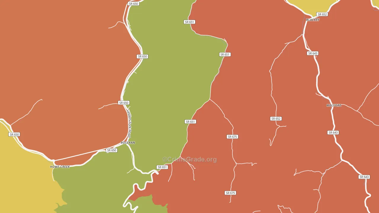 Roseann, VA Map of Burglary Rates
