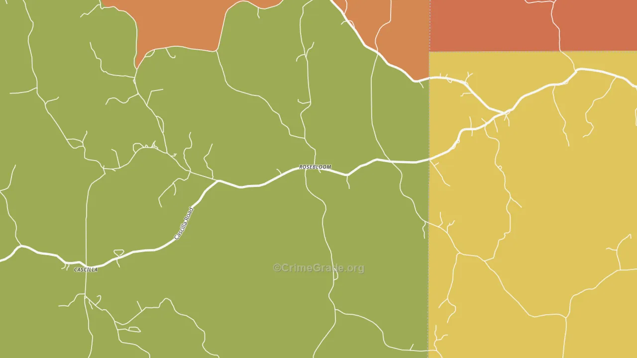 Rosebloom, MS Map of Burglary Rates