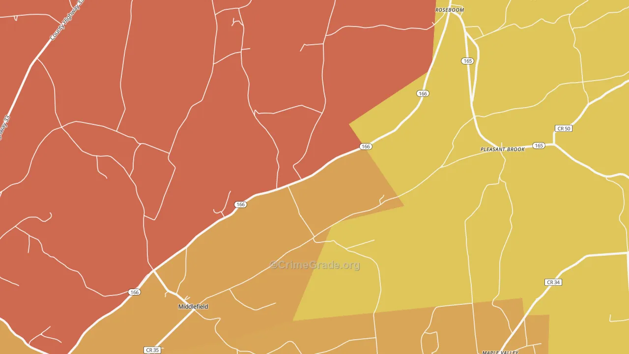 Roseboom, NY Map of Burglary Rates