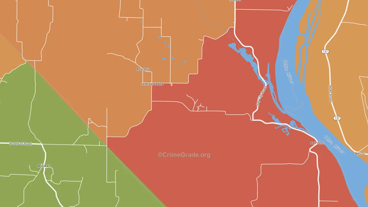 Rosebud, IL Map of Burglary Rates