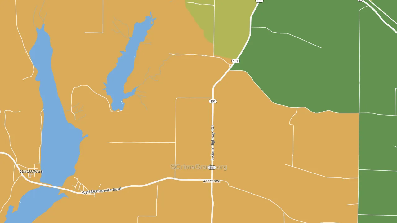 Roseburg, IN Map of Burglary Rates