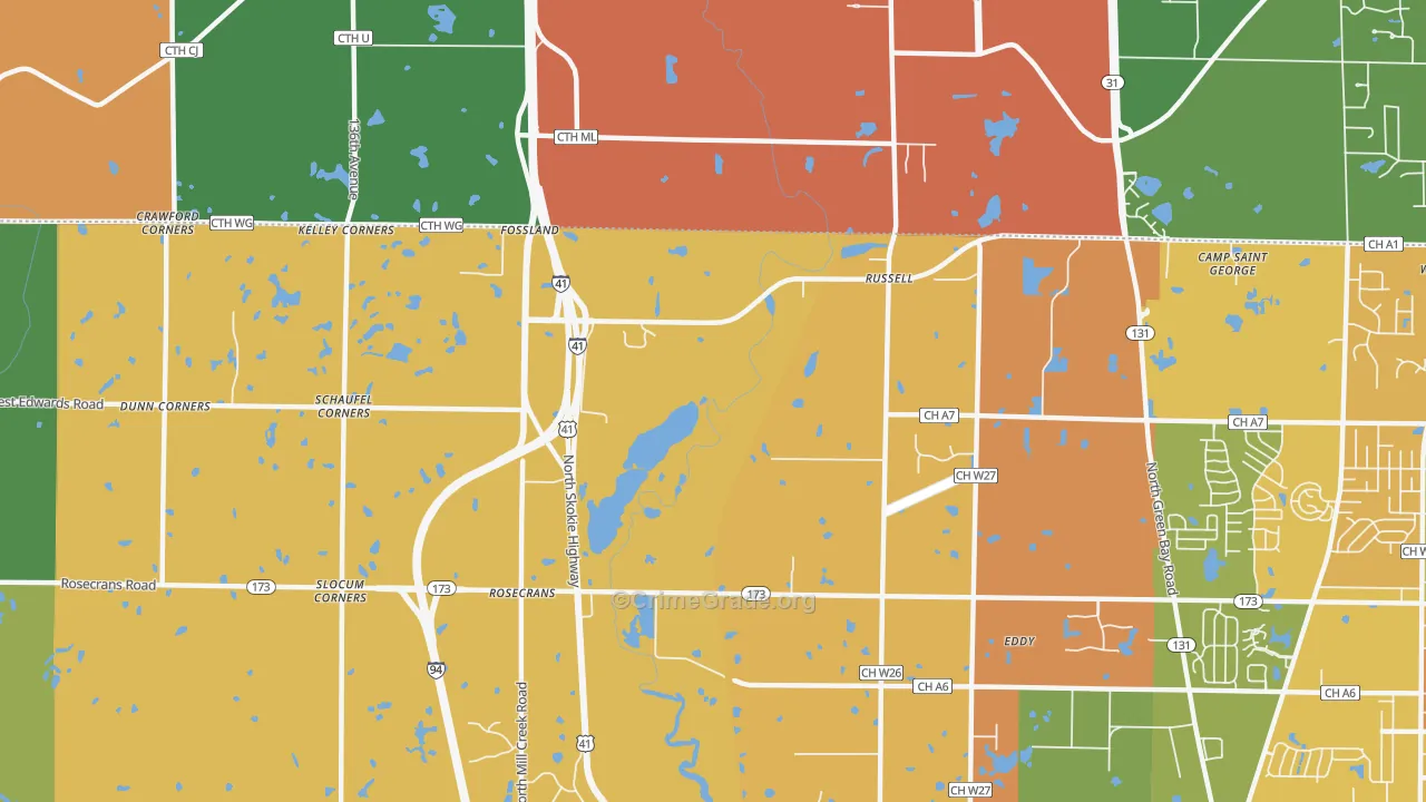 Rosecrans, IL Map of Burglary Rates