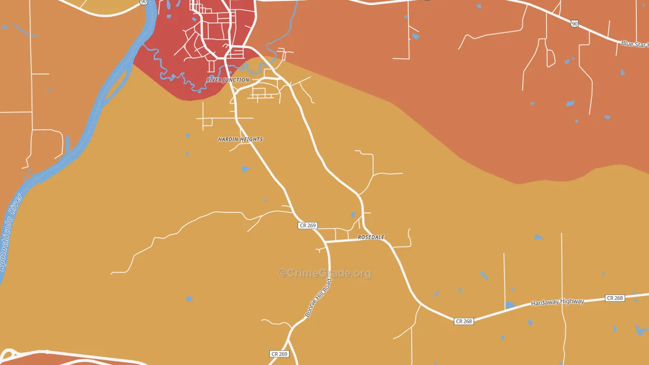 Rosedale, FL Map of Burglary Rates