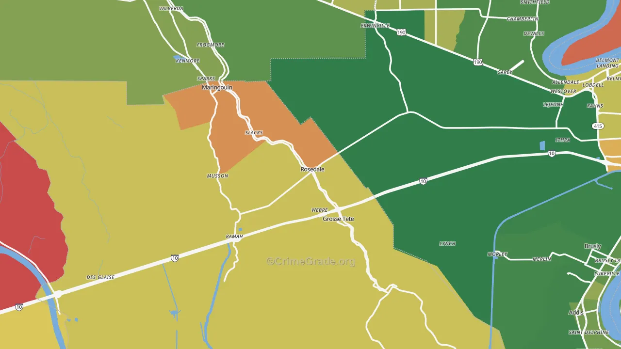 Rosedale, LA Map of Burglary Rates
