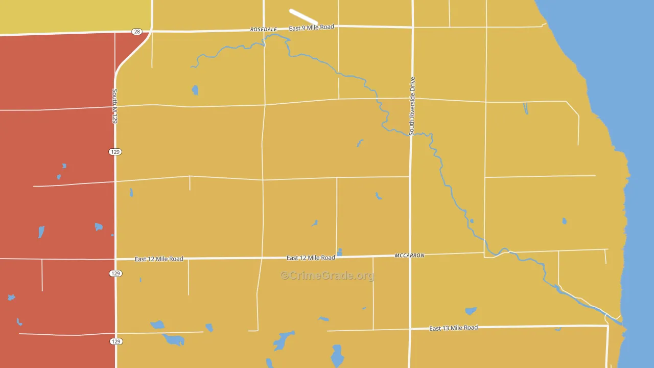 Rosedale, MI Map of Burglary Rates