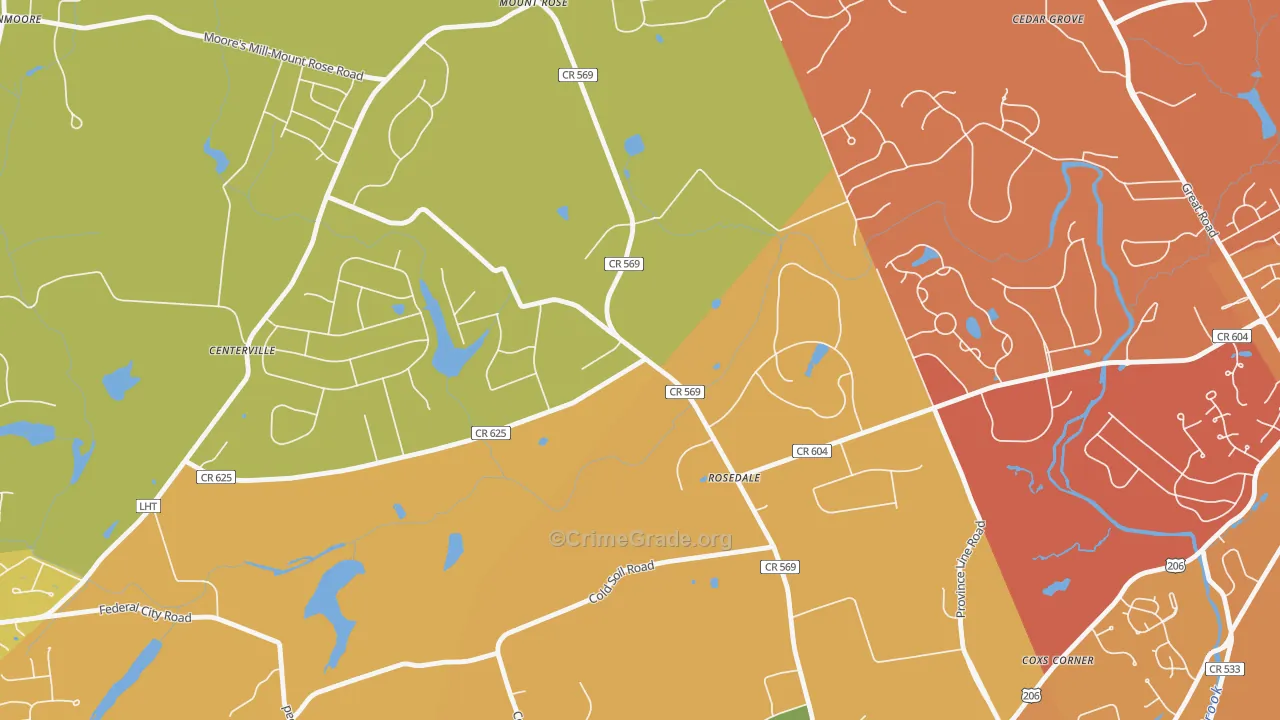 Rosedale, NJ Map of Burglary Rates