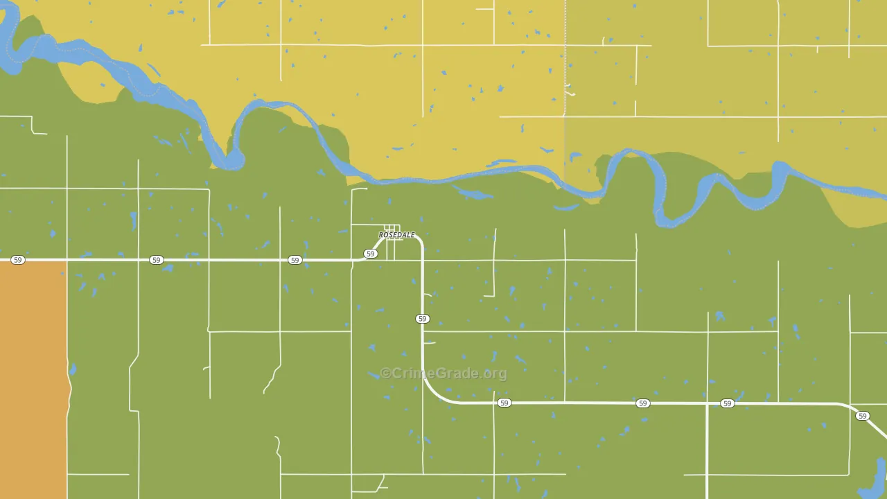 Rosedale, OK Map of Burglary Rates