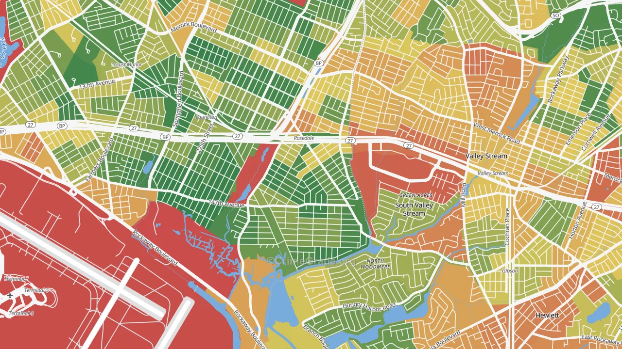 Rosedale, Queens, NY Map of Burglary Rates