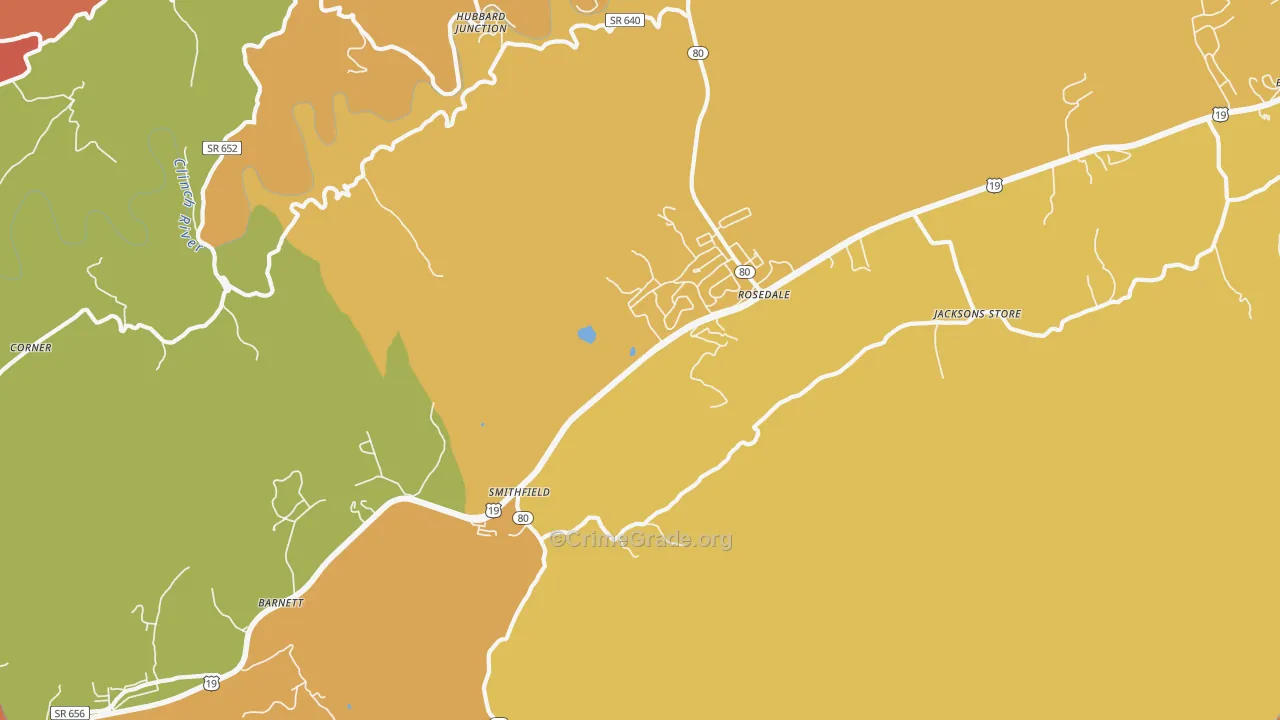 Rosedale, VA Map of Burglary Rates