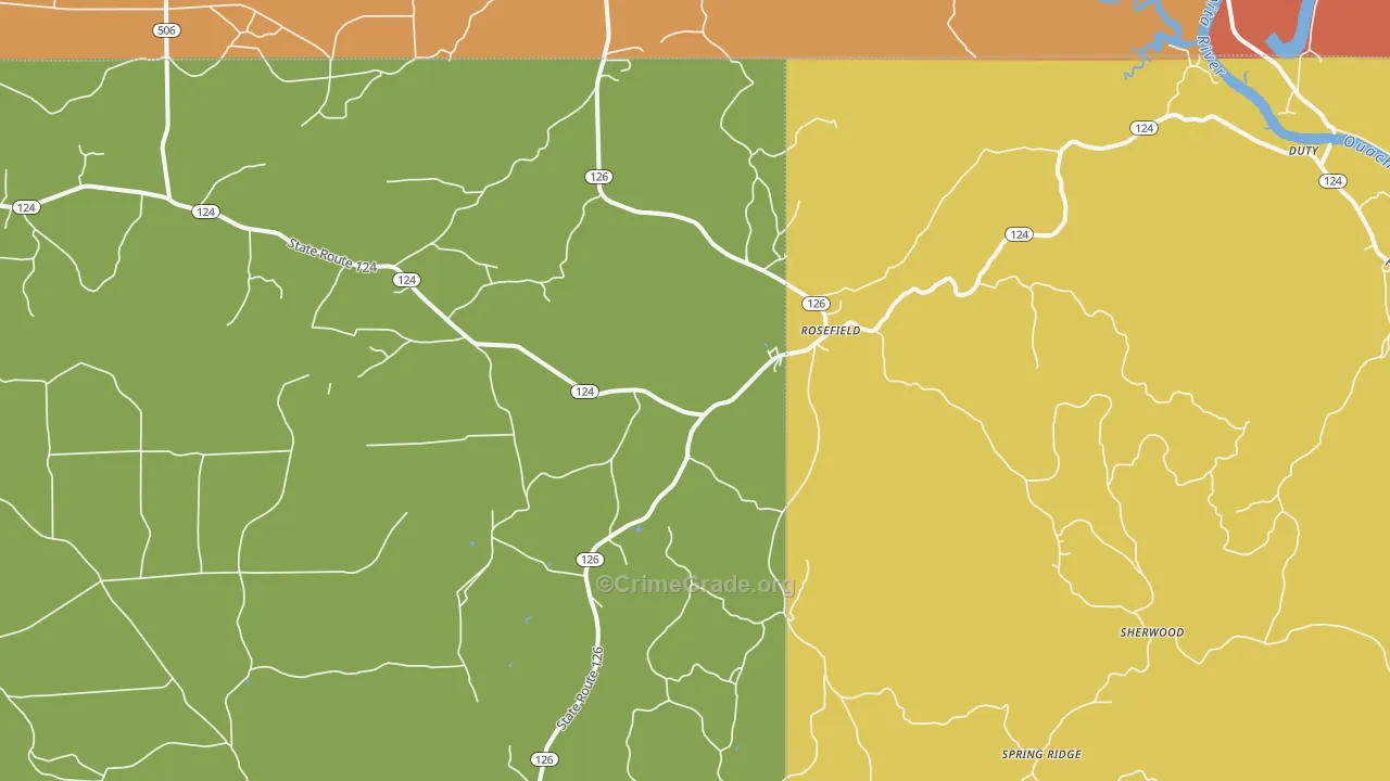 Rosefield, LA Map of Burglary Rates