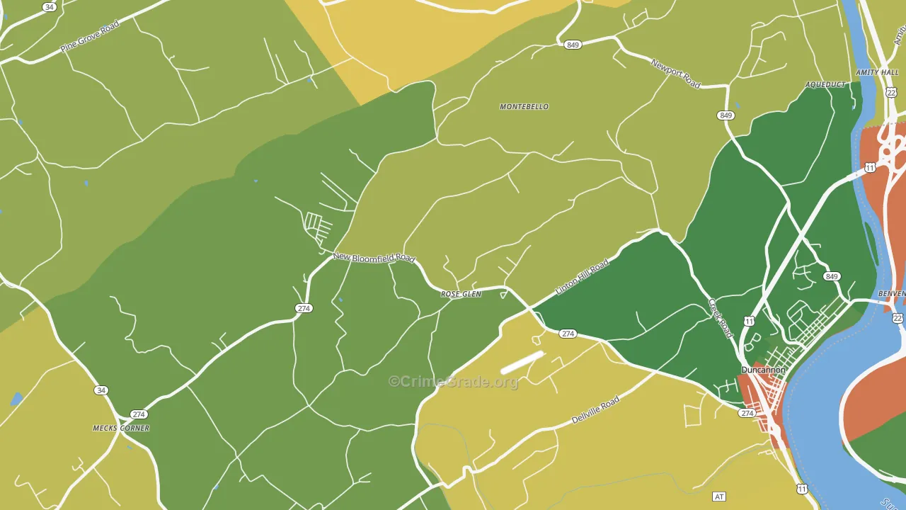 Roseglen, PA Map of Burglary Rates