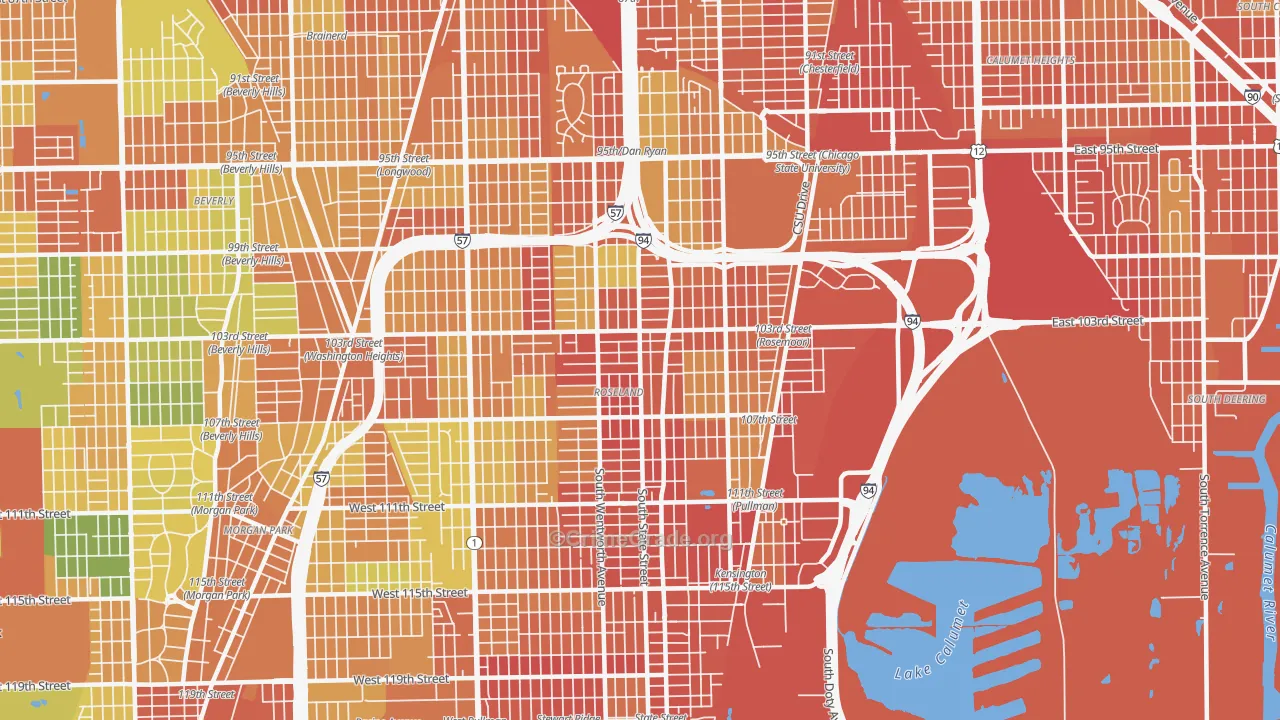 Roseland, Chicago, IL Map of Burglary Rates