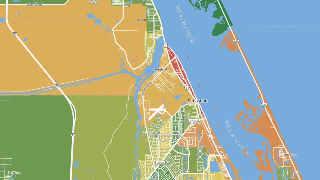 Roseland, FL Map of Burglary Rates
