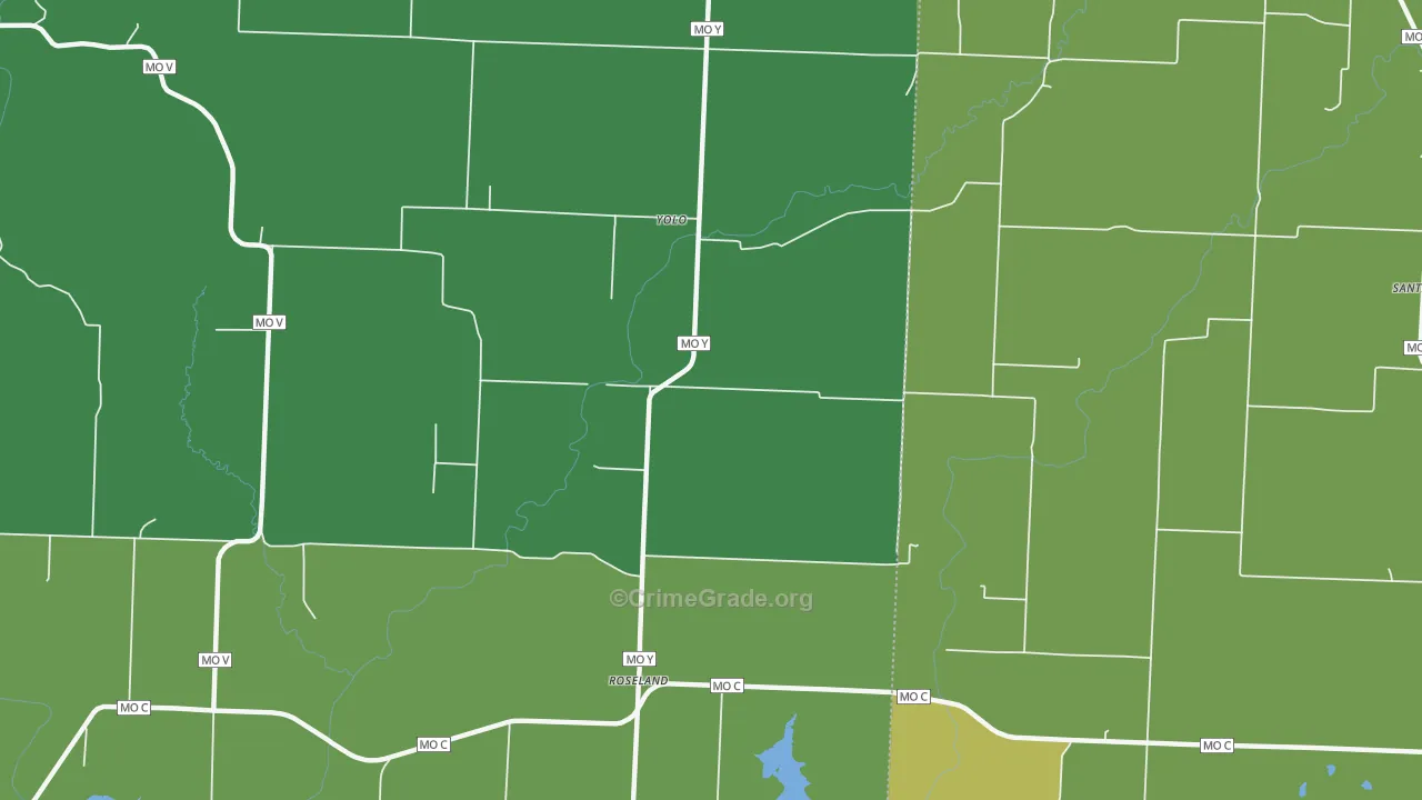 Roseland, MO Map of Burglary Rates