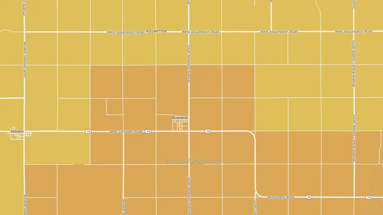 Roseland, NE Map of Burglary Rates