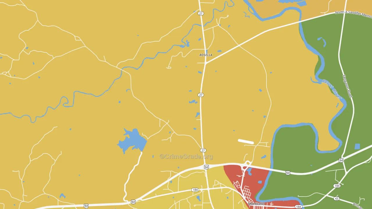 Rosella, MS Map of Burglary Rates