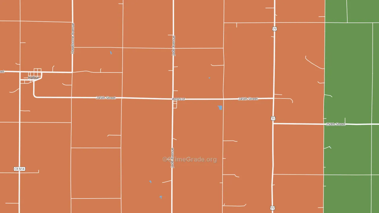 Roselle, IA Map of Burglary Rates