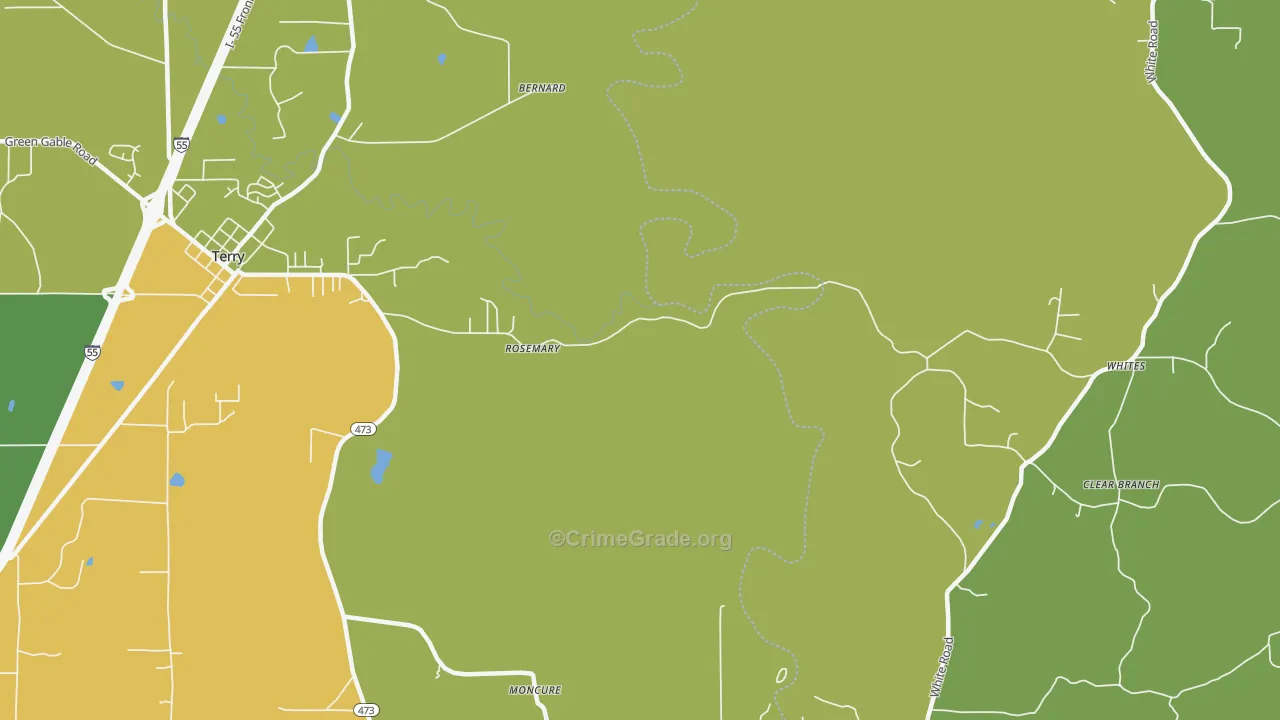 Rosemary, MS Map of Burglary Rates