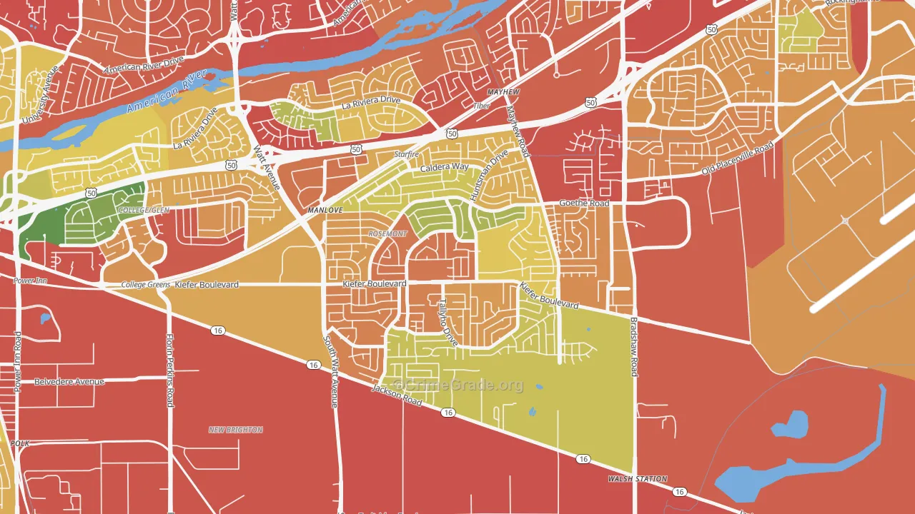 Rosemont, CA Map of Burglary Rates