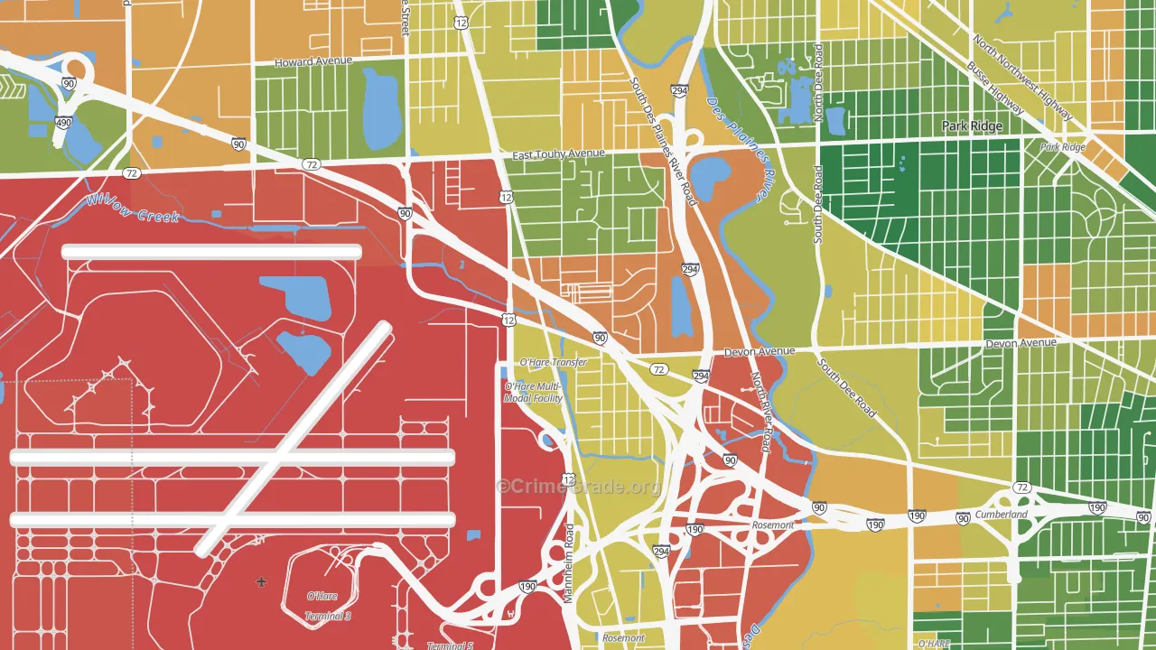 Rosemont, IL Map of Burglary Rates