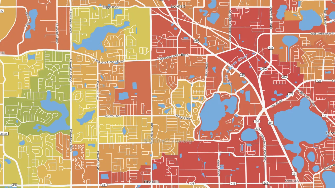Rosemont North, Orlando, FL Map of Burglary Rates