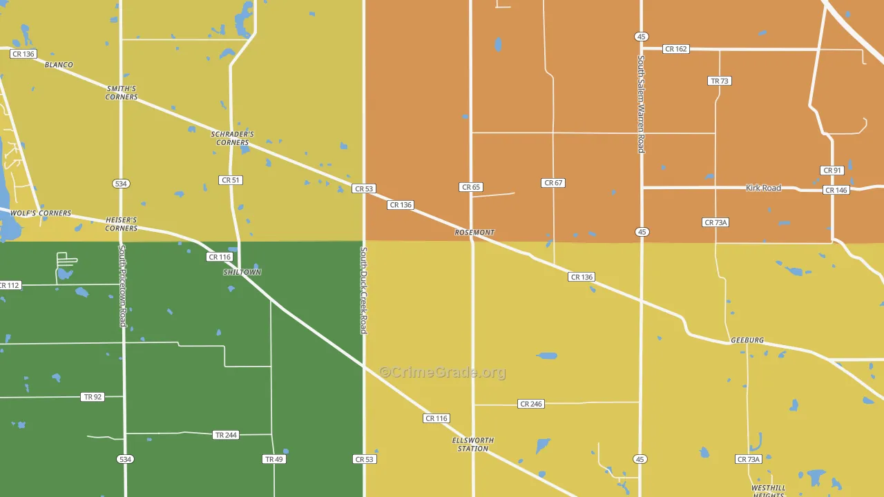 Rosemont, OH Map of Burglary Rates