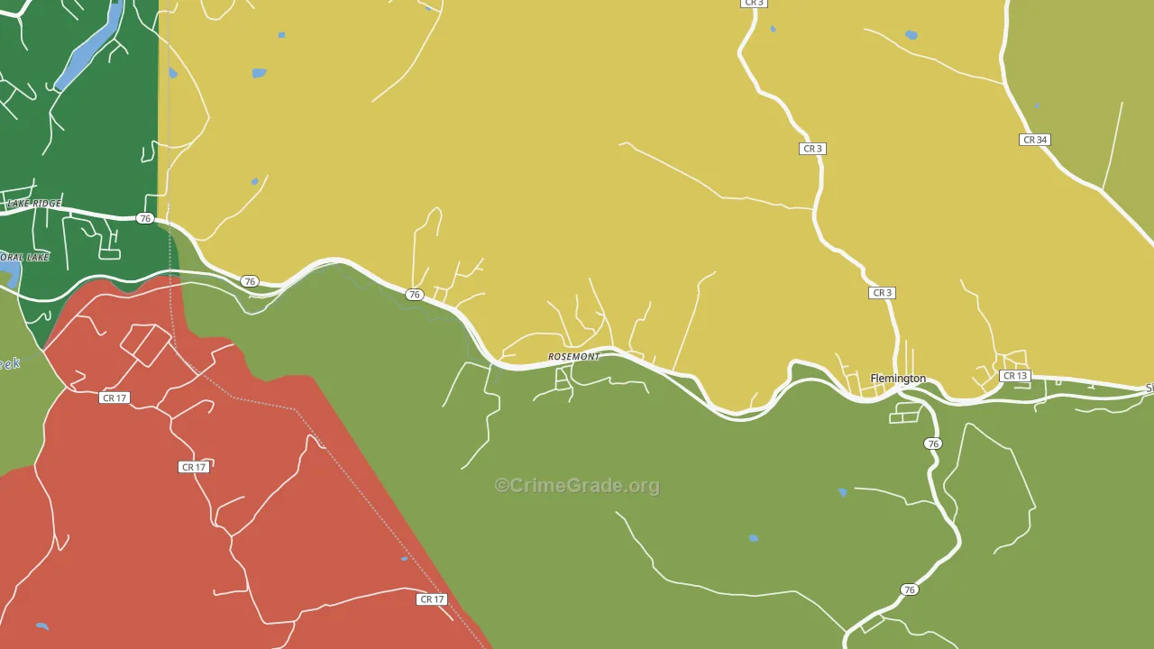 Rosemont, WV Map of Burglary Rates