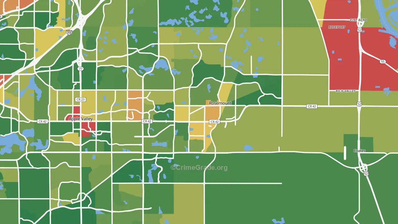 Rosemount, MN Map of Burglary Rates