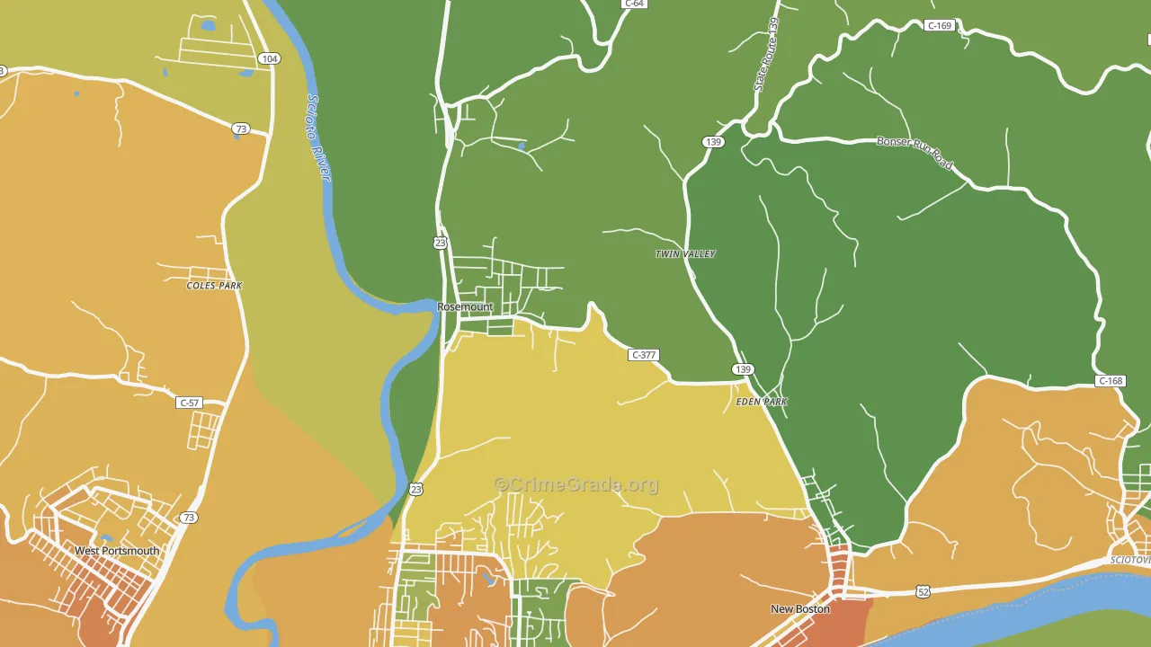 Rosemount, OH Map of Burglary Rates