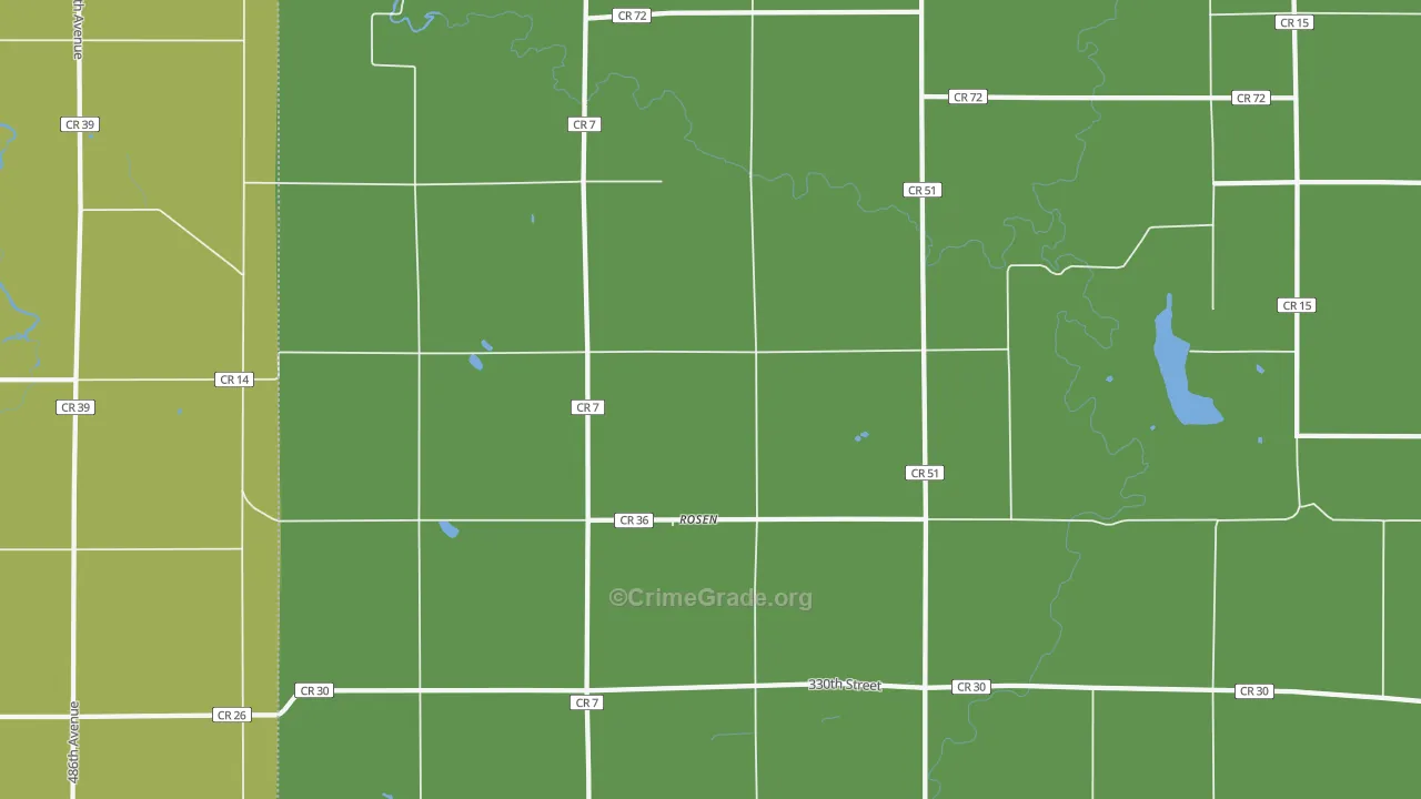 Rosen, MN Map of Burglary Rates