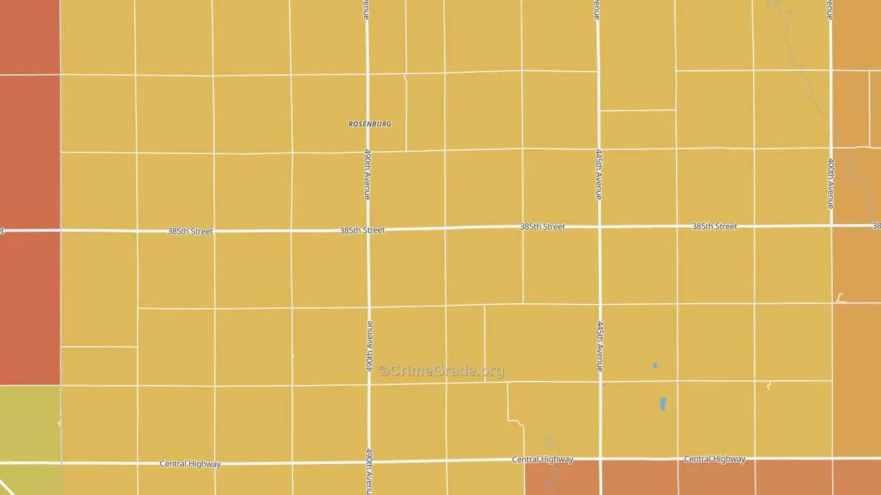 Rosenburg, NE Map of Burglary Rates