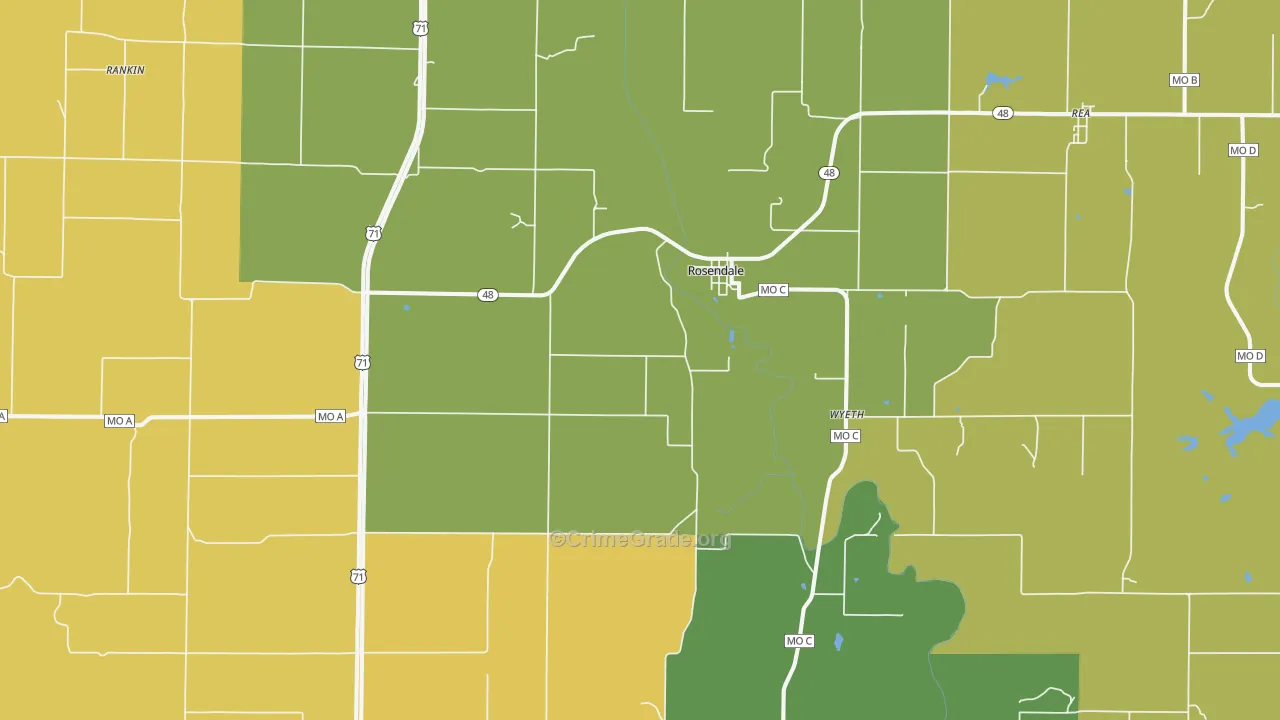 Rosendale, MO Map of Burglary Rates