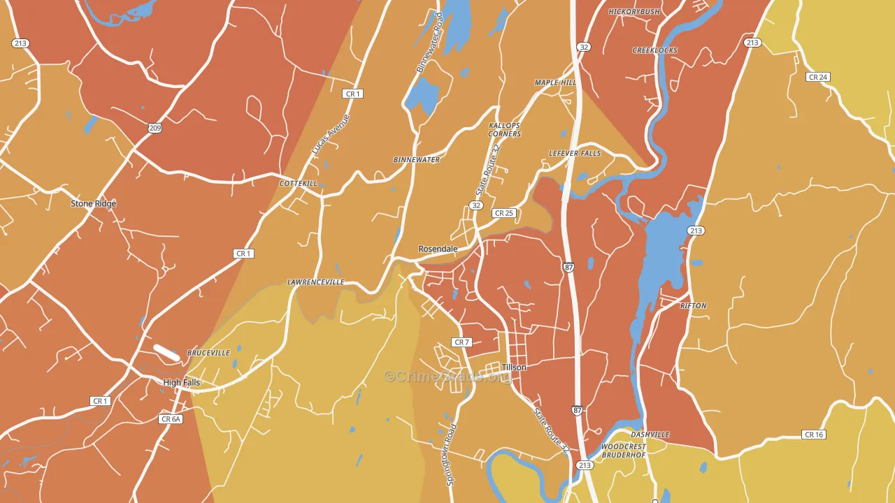 Rosendale, NY Map of Burglary Rates