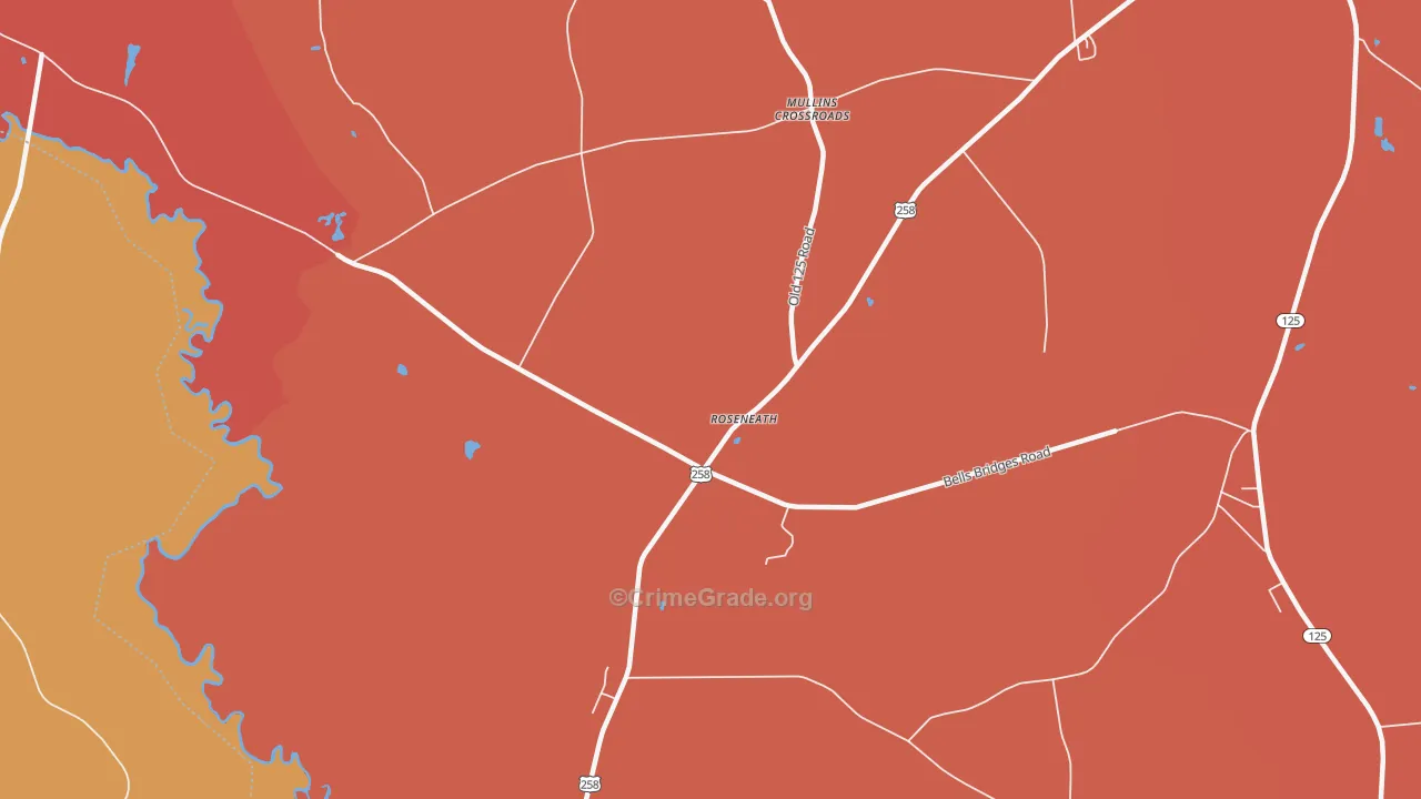 Roseneath, NC Map of Burglary Rates