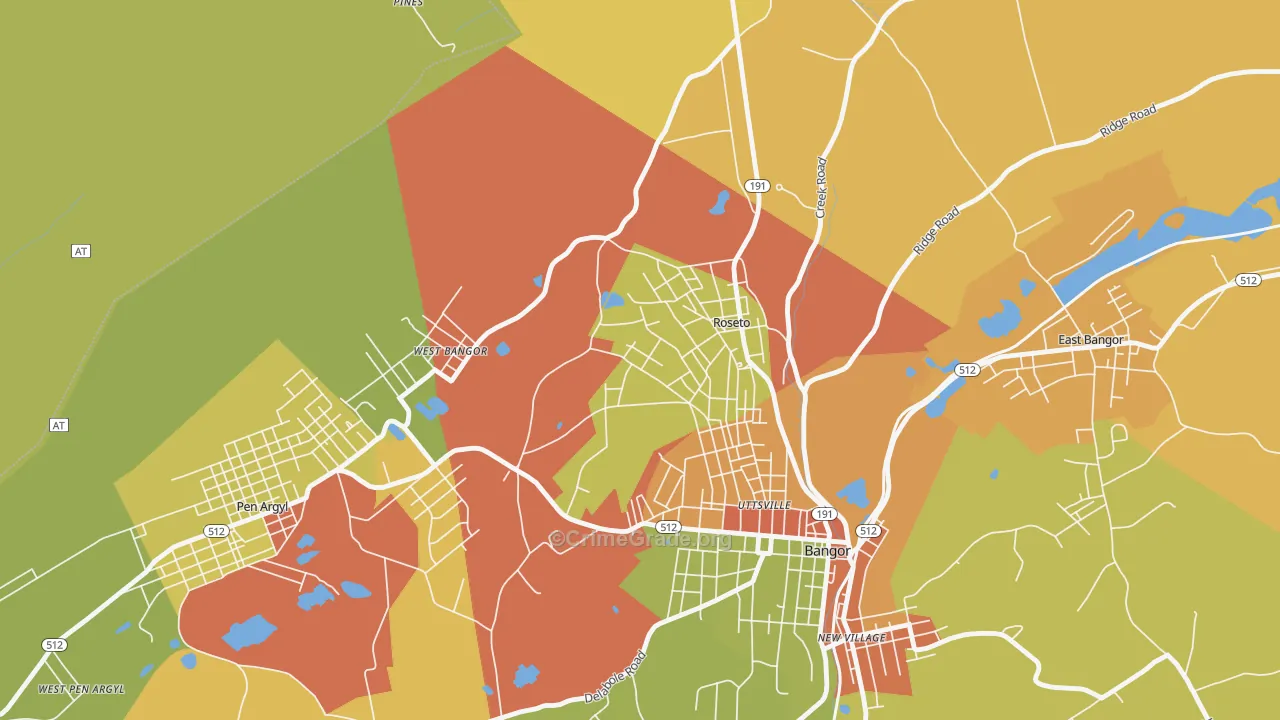 Roseto, PA Map of Burglary Rates