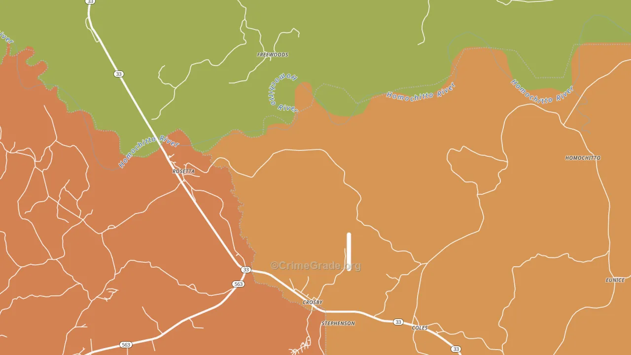 Rosetta, MS Map of Burglary Rates