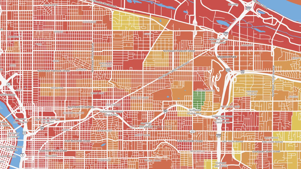 Roseway, Portland, OR Map of Burglary Rates